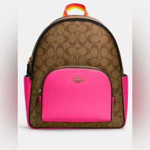Court Backpack In Colorblock Signature Canvas